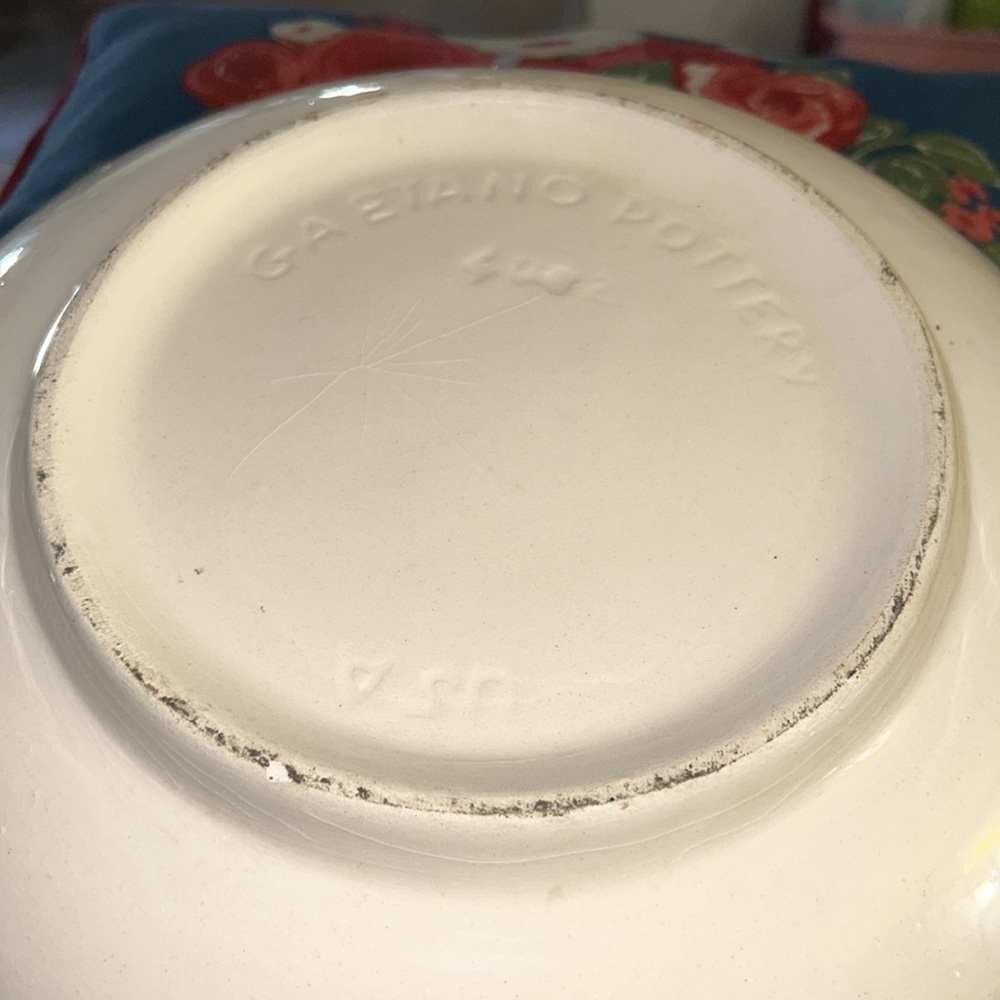 Vintage Ranchero Horsemen Gaetano Pottery USA Large 12 3/8” Bowl Signed - Picture 6 of 11